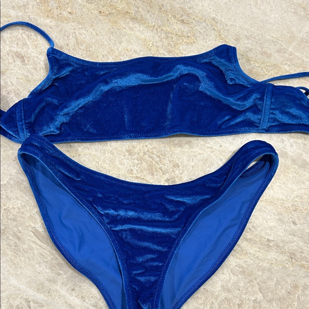 triangl swimwear Royal Blue Velvet Bikini Set